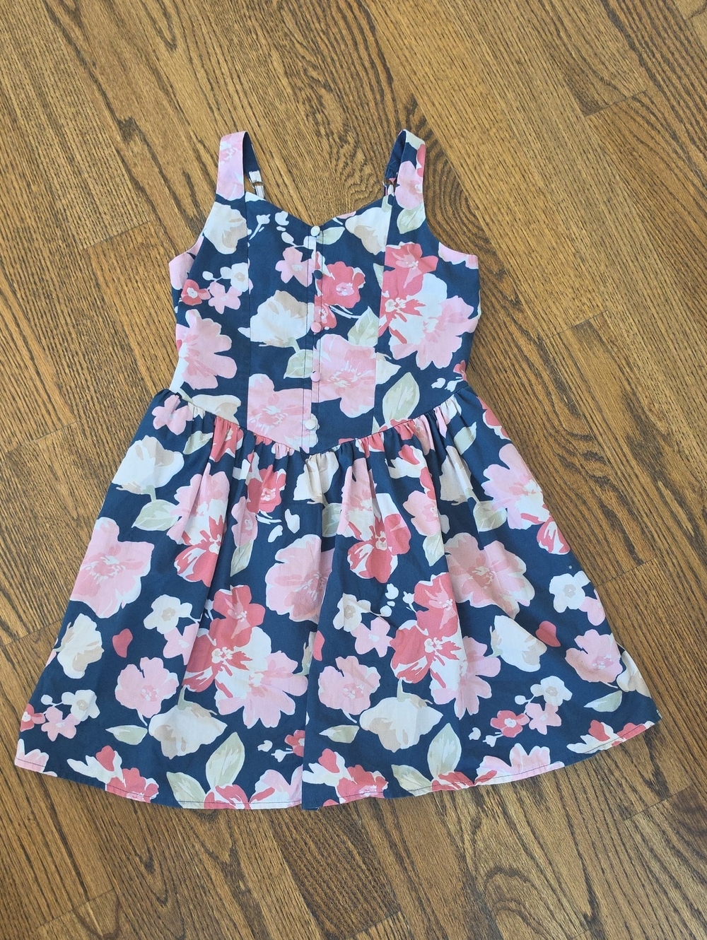 abercrombie kids Navy Floral Sundress with Pink and Cream Blooms